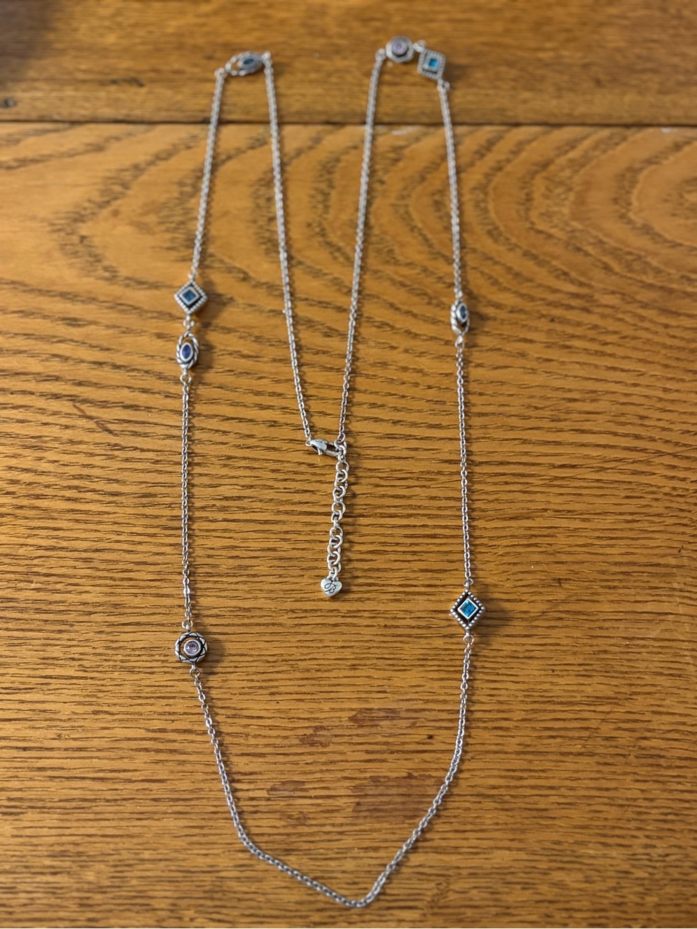 Brighton Halo Horizon Silver Station Necklace with Blue, Pink, Purple Accents